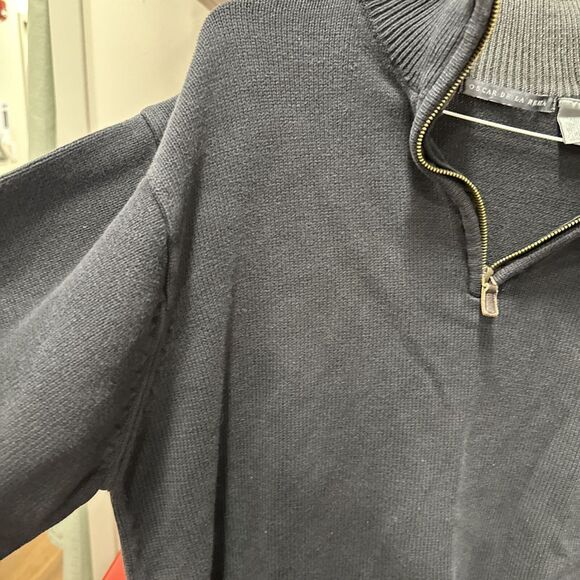 Oscar de la Renta Pullover Sweater  Mens Size XL 1/4 Zip Up Long‎ Sleeve Black - Picture 4 of 5